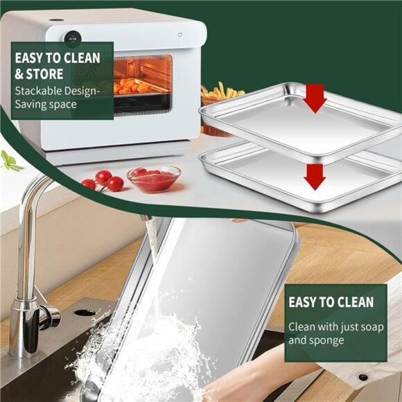 Small Baking Sheet with Rack Set [2 Small Cookie Sheets + 2 Small Baking Pan - Picture 6 of 8